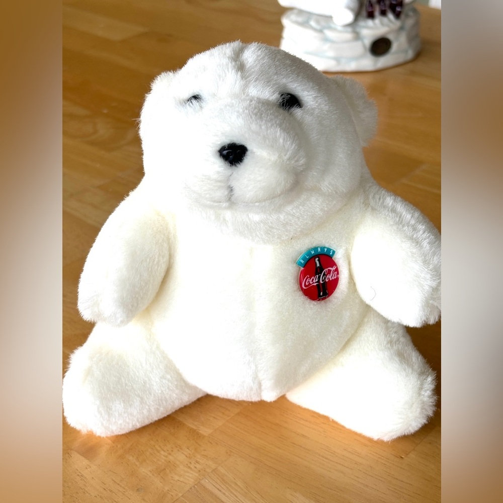 Vintage 1993 Coca-Cola polar bear plush stuffed animal.